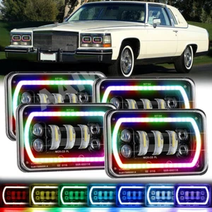 4PCS 4x6" RGB LED Headlights Hi/Lo Beam For Cadillac Fleetwood DeVille 1975-1986 - Bild 1 von 9