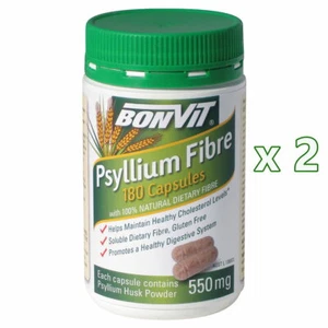 2 x Bonvit Psyllium Fibre 550mg 180 Capsules Total 360 Caps - Picture 1 of 3