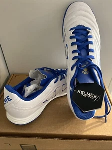 NEW ⚽️Kelme Instinct Leather Indoor Soccer Shoe Mens Size 7, White/Blue - Picture 1 of 7