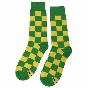 NWT Green Yellow Checker Dress Socks Novelty Men 8-12 Crazy Fun Sockfly - Picture 1 of 4