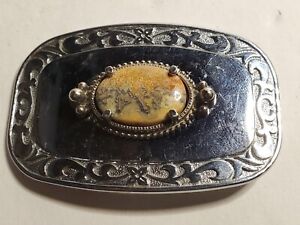 Silver color Belt Buckle With Polished Stone