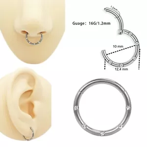 Orecchino septum clicker da naso cerchio con zirconi per elice cartilagine daith - Foto 1 di 10
