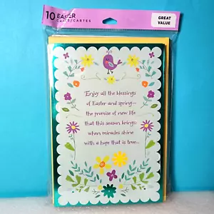 Paquete de 10 tarjetas de felicitación de bendiciones de Pascua con borde de lámina religiosa floral - Imagen 1 de 3