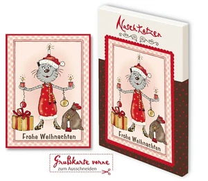 Weihnachtskarte Frohe Weihnachten mit 70gr Vollmilchschokolade Kunstgrußkarte - Picture 1 of 3