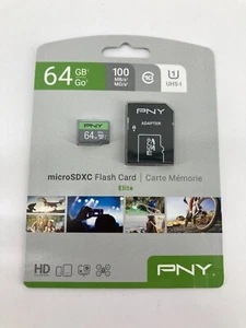 (19) PNY Elite 64GB Class 10 U1 microSDXC Flash Memory Card - Picture 1 of 3