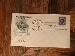 1946 Honorable Discharge Emblem First Day Issue Cover 3¢ Stamp - Picture 1 of 3