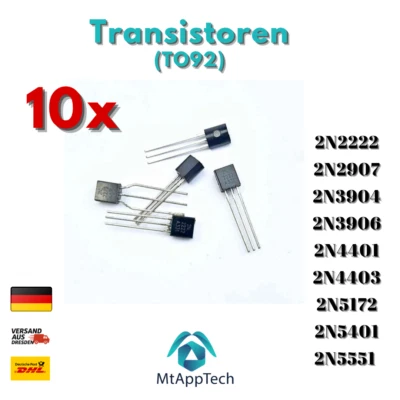 Transistoren 2N2222,2N2907,2N3904,2N3906,2N4401,2N4403,2N5172,2N5401,2N5551 TO92 - Bild 1 von 2