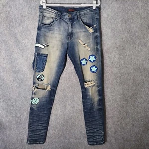Gala Original Men Jeans 32 Gambit Embroidery Distress Rip Stonewash Skinny Cargo - Picture 1 of 11