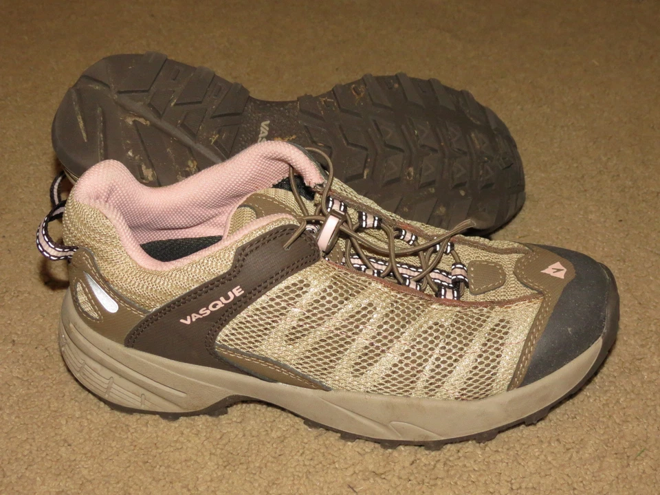 SUPER Vasque tie hiking shoes - brown, tan, pink - Youth 4M 4 M - Image 1 of 1