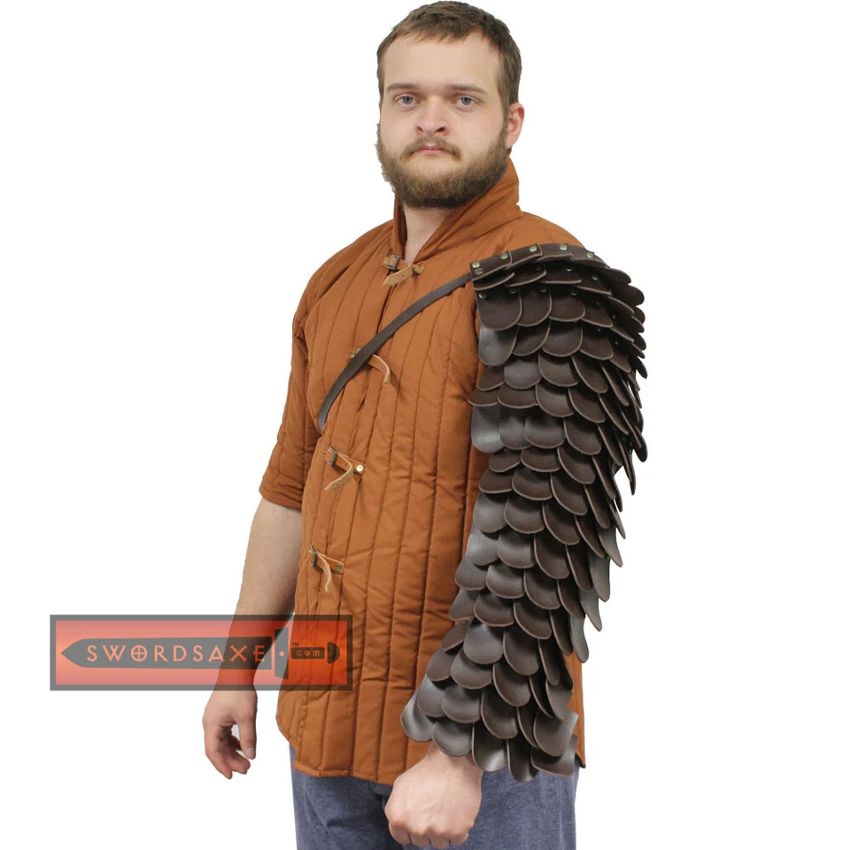 Brazaletes protectores de brazo de cuero a escala gladiador nacido dragón armadura marrón espartano romano Foto 1 de 2