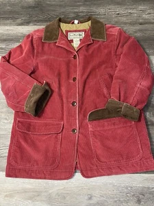 Vintage LL Bean Barn Chore Corduroy Thinsulate Womens Red Coat Jacket Size L - Picture 1 of 6