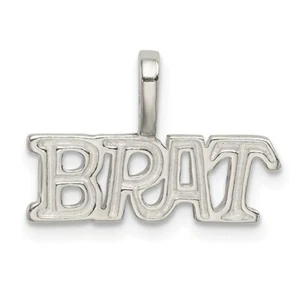 Sterling Silver 925 Satin Finish BRAT Charm Pendant 0.51 Inch - Picture 1 of 4
