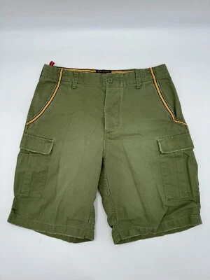 Pantalones Cortos Carga Cremieux Premium Vintage Talla 32 Verde Ajustable Acento Arco Iris Foto 1 de 4