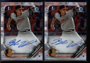 LOT OF (2) BLAINE KNIGHT 2019 BOWMAN CHROME ROOKIE AUTOGRAPH AUTO BA1144