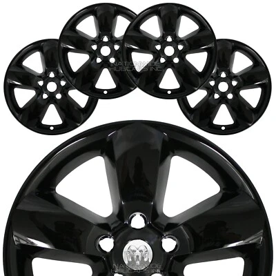 4 for Dodge Ram 1500 2013-2024 Black 20" Wheel Skins Hub Caps 5 Spoke Rim Covers - Image 1 of 4