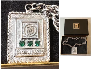 Vintage Buick Employee Service Award Armband: 20 Jahre mit grünen Smaragden; Gold Filled - Bild 1 von 5