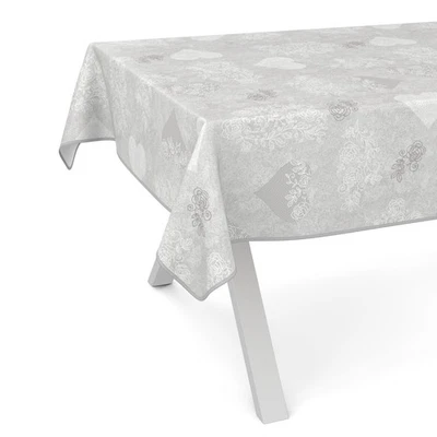 Wachstuchtischdecke Tischdecke abwaschbar Gartentischdecke ANRO Herz Liebe Grau - Bild 1 von 4