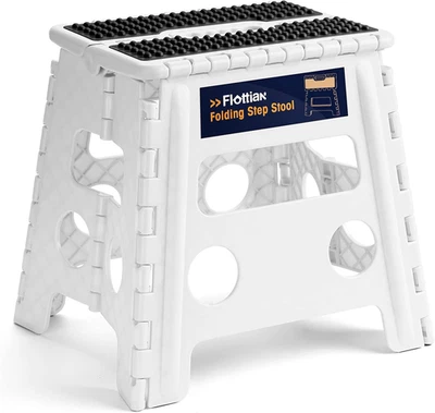 13" Folding Step Stool for Adults and Kids Holds up to 300 lbs., non-slip White - Image 1 of 4