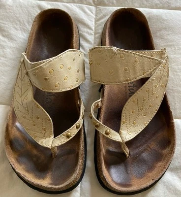 Used Betula by Birkenstock Cream/Leaf Slip-on Flip Flop Sandals Womens 37 (US 6) - Image 1 of 4