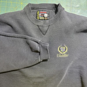 VTG 90's EMBROIDERED CADILLAC SOFFE SWEATSHIRT BLACK Crewneck Medium WORN - Picture 1 of 14