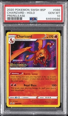 2020 POKEMON SWSH BLACK STAR PROMO | PRERELEASE #066 CHARIZARD-HOLO | PSA 10  - Image 1 of 2