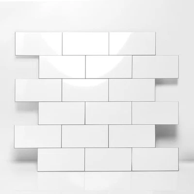 -Pack Salpicadero Azulejos Pelar y Pegar 12"X12" PVC Pared 20 Mármol Pulido Blanco Foto 1 de 4