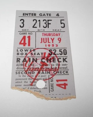 1953 Baseball New York Yankees Red Sox Ticket Stub 5/23 Mickey Mantle (2) Hits - Image 1 of 2