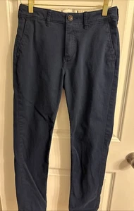 EUC! Uniform Pant Abercrombie Kids Adjustable Waist Navy Chino Pants Size 13/14 - Picture 1 of 4