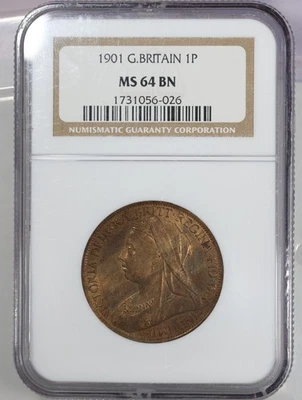 1901 Great Britain Queen Victoria Penny NGC MS64BN - Image 1 of 4