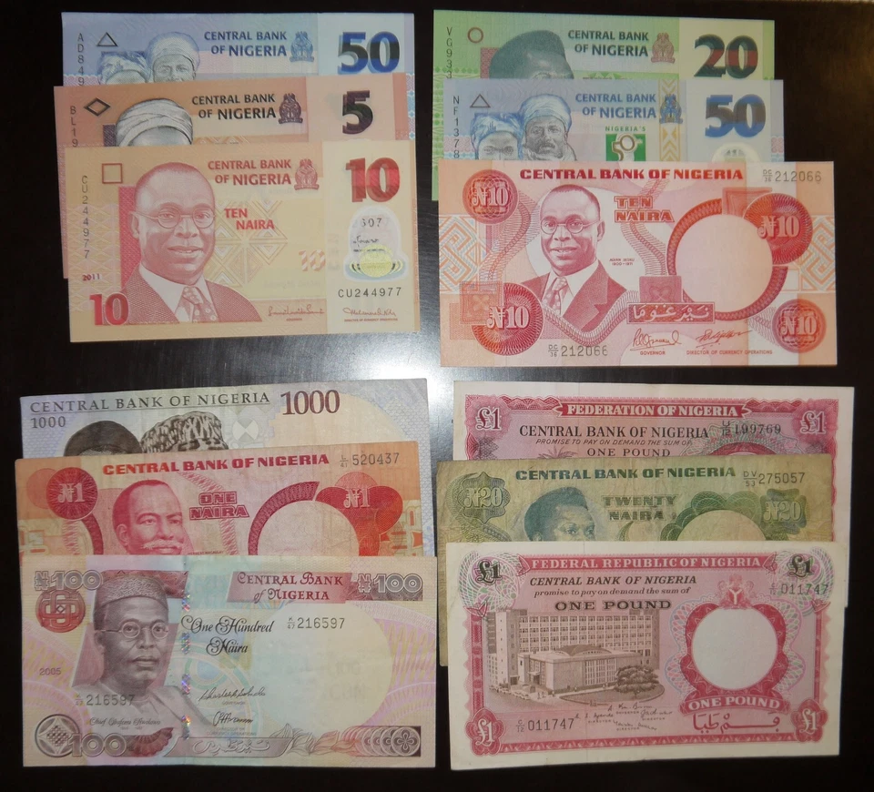 Nigeria 12 pcs all different 1-1000 Naira Phound 1958-2022 - Image 1 of 4