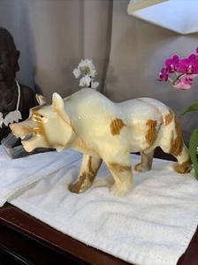 Vintage Huge Marble Crystal Stone Inuit Marble Grizzly Bear Gorgeous Sculpture - Picture 1 of 12