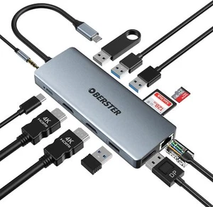 USB-C Docking Station 12-in-1 for Win/Mac with Triple Display Multi-Functional - Picture 1 of 9