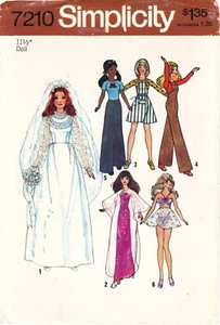 SIMPLICITY VINTAGE ORIGINAL SEWING PATTERN 7210 11½” BARBIE FASHION DOLL CLOTHES - Picture 1 of 8
