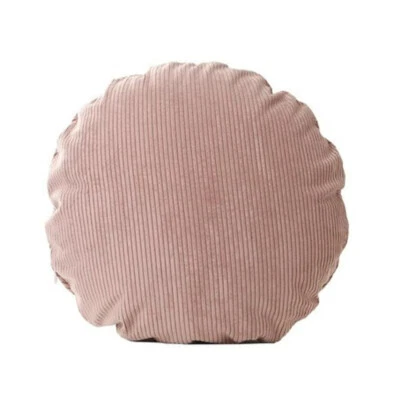 Round Corduroy Cushion Cover Circle Soft Feel Waist Pillow Case Sofa Home Decor - Image 1 of 4