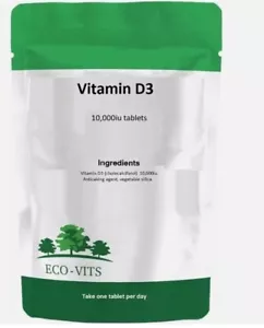 Tabletas de vitamina D3 10.000 UI - Salud ósea, apoyo inmunológico y mejora del estado de ánimo - Imagen 1 de 2