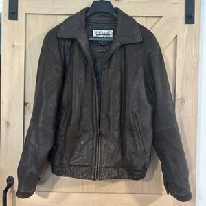 Pelle Studio Wilson’s Brown Leather Bomber Jacket Men’s L Vintage - Picture 1 of 22