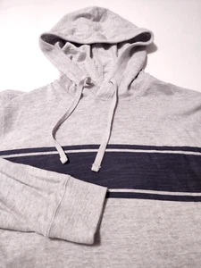 FAHERTY Men's Pullover 100% SUNWASHED Organic Cotton (M) Gray Striped HOODIE - Picture 1 of 6