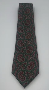 Corbata vintage TATTERSALL seda cachemira floral carmesí rojo bosque verde 56" - Imagen 1 de 4