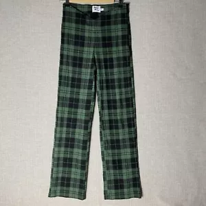 Pantaloni PRINCESS POLLY Zara Donna 6 Verdi a quadretti Dritti Elasticizzati Academia Preppy - Foto 1 di 11
