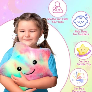 LED Luminous Light Up Pillow Smile Star Throw Pillows Glow Plush Waist Cushion - Picture 1 of 15