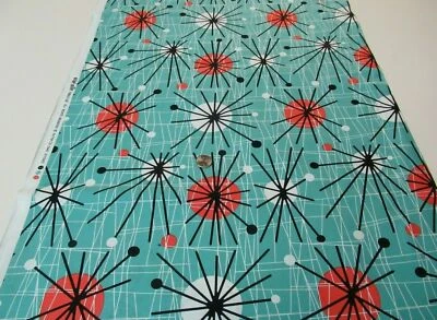 FQ U-PICK Retro 50s Mid Century ATOMIC AGE SPUTNIK ORBS Cotton Fabric 18x22 - Image 1 of 2
