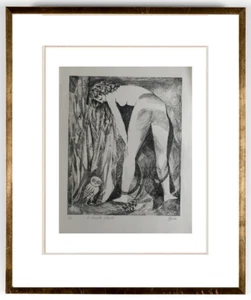 JANINE MARCA (1921-2013) ECOLE DE PARIS EAU-FORTE 1950 FEMME NUE (339) - Afbeelding 1 van 4