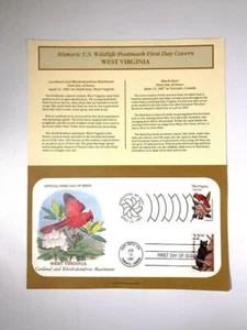 1987 FDC DUAL POSTMARK First Day Cover PCS -- WEST VIRGINIA Cardinal & Rhodendro - Picture 1 of 1