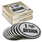 8 x Boxed Round Coasters - BW - I Love Design Student Graphic Design #40152