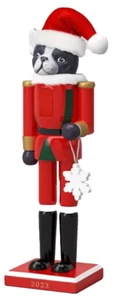 Wooden Christmas Nutcracker,14",BLACK BULLDOG DOG IN SANTA HAT W/SNOWFLAKE 23,WS - Picture 1 of 4