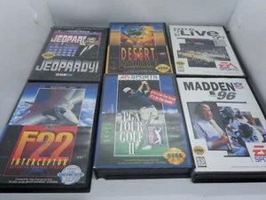 Lot (6) Sega Genesis - Jeopardy, Desert Strike, NBA 96, PGA Tour, F22, Madden 96 - Picture 1 of 12
