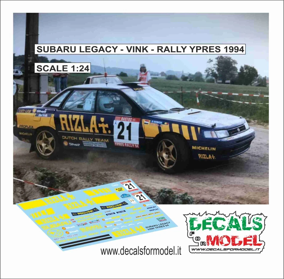 DECALS 1:24 SUBARU LEGACY RIZLA VINK RALLY YPRES 1994 - Immagine 1 di 1