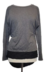 WOMENS MANDI GRAY/BLACK LONG SLEEVE HIGH LOW SWEATSHIRT SIZE 8 - Picture 1 of 4