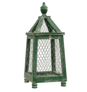 Distressed Green Chicken Wire Birdcage Lantern - Picture 1 of 1