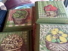 VINTAGE Set of four Toni Evins Marks Fruit/Veggie Green Plaques